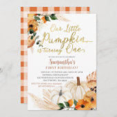 Boho Orange Pumpkin Birthday Einladung (Vorne/Hinten)