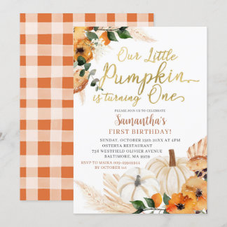 Boho Orange Pumpkin Birthday Einladung