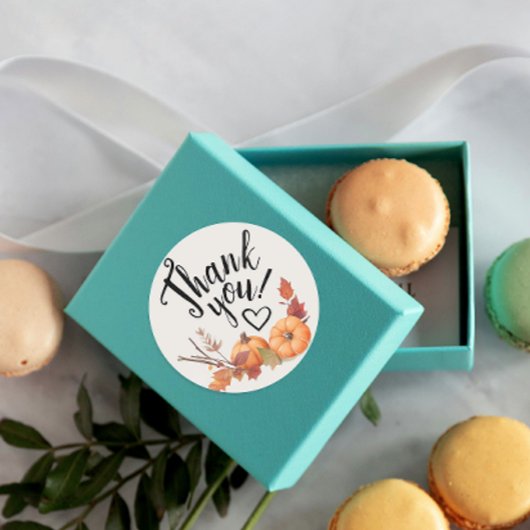 Boho Orange Pumpkin Danke Autumn Watercolor Runder Aufkleber