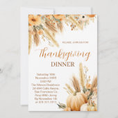Boho Orange Pumpkin Erntedank Dinner Einladung (Vorderseite)