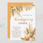 Boho Orange Pumpkin Erntedank Dinner Einladung (Vorne/Hinten)