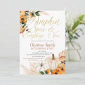 Boho Orange Pumpkin Kid's Birthday Invite Einladung (Stehend Vorderseite)