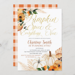 Boho Orange Pumpkin Kid's Birthday Invite Einladung