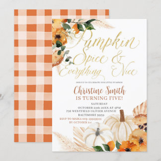 Boho Orange Pumpkin Kid's Birthday Invite Einladung