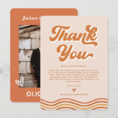 Boho Orange Retro 70er Wedding Dankeschön Card Einladung (Vorne/Hinten)