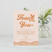 Boho Orange Retro 70er Wedding Dankeschön Card Einladung (Stehend Vorderseite)
