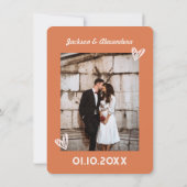 Boho Orange Retro 70er Wedding Dankeschön Card Einladung (Rückseite)