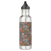 Boho orange rosa Blume Wasserfarbmuster Edelstahlflasche (Rechts)