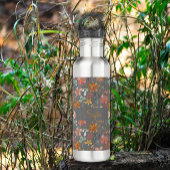 Boho orange rosa Blume Wasserfarbmuster Edelstahlflasche