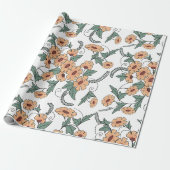 Boho Orange & Teal Floral Botanical Wrapping Paper Geschenkpapier (Ungerollt)
