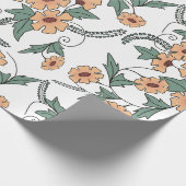 Boho Orange & Teal Floral Botanical Wrapping Paper Geschenkpapier (Ecke)