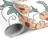 Boho Orange & Teal Floral Botanical Wrapping Paper Geschenkpapier (Rolleneckpunkt)