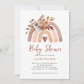 Boho Orange Terracotta Watercolor Rainbow Einladung (Vorderseite)