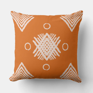 Boho Orange Tribal Kissen