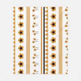 Boho Orange Tropical Floral Botanical Summer Fleecedecke