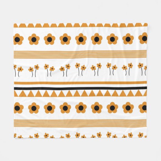 Boho Orange Tropical Floral Botanical Summer Fleecedecke (Vorderseite (Horizontal))