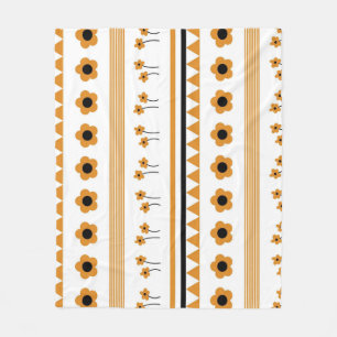 Boho Orange Tropicales Florales Botanisches Sommer Fleecedecke