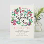 Boho Orange & Turquoise Stripe Verlobung Einladung (Stehend Vorderseite)