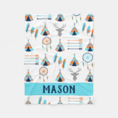 Boho orange und blau südwestlich fleecedecke (Vorderseite)