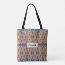 Boho Orange und Türkis Tribal Inspirierte Tasche B