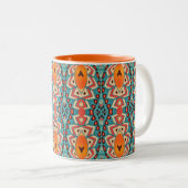 Boho Orange und türkisfarbene Stämme Inspiriert Zweifarbige Tasse (VorderseiteRechts)