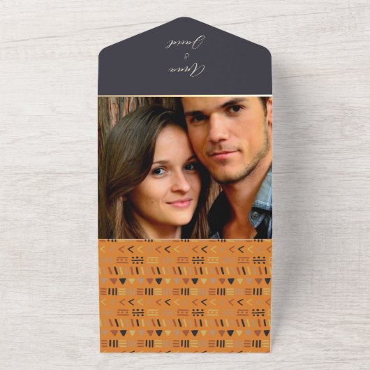 Boho Orange Wedding All In One Einladung (Außenbereich)