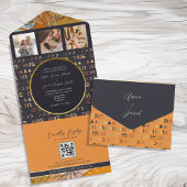 Boho Orange Wedding All In One Einladung