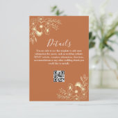 Boho Orange Wedding Details QR Code Begleitkarte (Stehend Vorderseite)