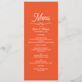 Boho Orange Wedding Menu Menükarte