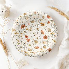 Boho Orange Wildblume Baby in Bloom Baby Dusche Pappteller