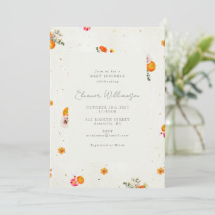 Boho Orange Wildblumen Floral Baby Sprinkle Shower Einladung