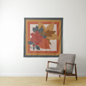 Boho Orange Yellow Blue Red Textured Botanical Wandteppich (Beispiel (Horizontal))