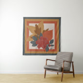 Boho Orange Yellow Blue Red Textured Botanical Wandteppich (Beispiel)