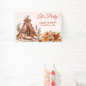 Boho Orange Zent Wildblumen Hochzeit Banner (InSitu)
