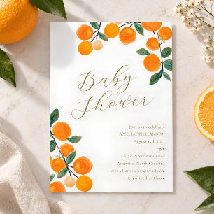 Boho Orange Zitrusfrucht Wasserfarbe Babyparty Einladung