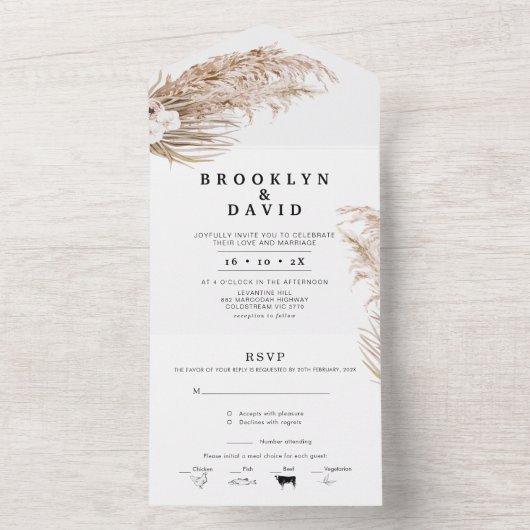 Boho Orchard Pampas Grass All in one Einladung (Innen Boden)