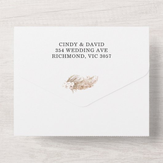 Boho Orchard Pampas Grass All in one Einladung (Rückseite)