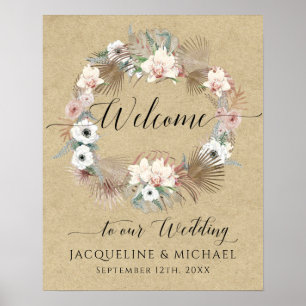 BOHO Orchid Blumenpalme Grüne Begrüßung Hochzeit Poster