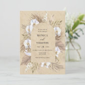 Boho Orchid Floral Wedding Einladung (Stehend Vorderseite)
