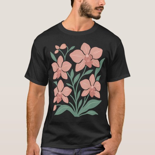 Boho-Orchideen-Blumen-Botanik-Gärtner-Gartenarbeit T-Shirt (Vorderseite)