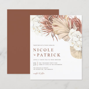 Boho-Orchideen und getrocknete Palm-Hochzeitseinla