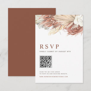 Boho-Orchideen und getrocknete Palmwedel Hochzeits RSVP Karte
