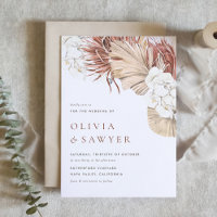 Boho Orchids and Dried Palm Blätter QR Code Weddin
