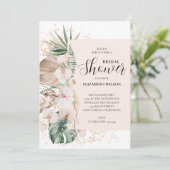 Boho Orchids Palms Brautparty Einladung (Stehend Vorderseite)