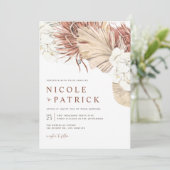 Boho Orchids und getrocknete Palmen Blätter Hochze Einladung (Stehend Vorderseite)
