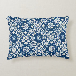 Boho Ornament Pattern in White-Blue Vintage Dekokissen