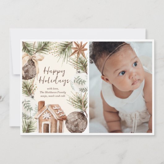 Boho Ornament Surround Flat Holiday Card Feiertagskarte (Vorderseite)