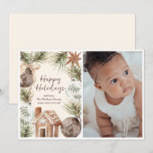 Boho Ornament Surround Flat Holiday Card Feiertagskarte (Vorne/Hinten)