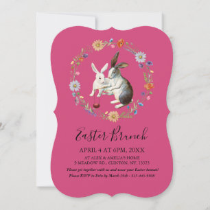 Boho-Oster-Brunch-Hasen-Wasserfarben-Wildblumen Feiertagskarte