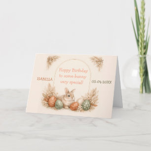 Boho-Osterhase Neutrale Erdige Farbtöne Geburtstag Karte